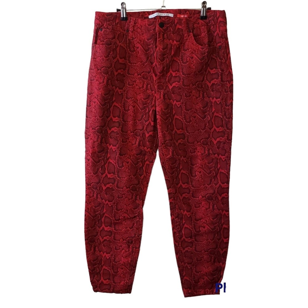 Celebrity Pink The Spice Red Snake Print Jeans Sz 15 Waist 32 High Rise Cropped
